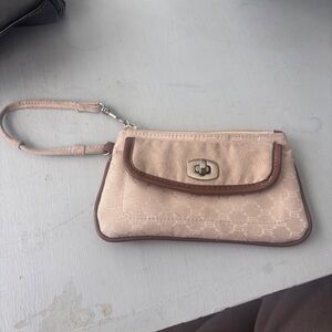 Guess Beige and Brown Wristlet Clutch